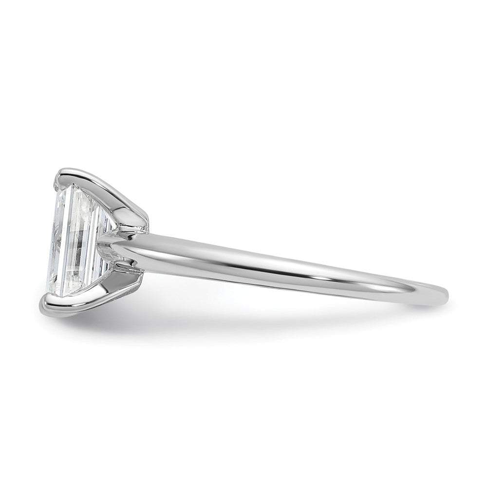 14k White Gold 1 1/2 carat Certified Lab Grown Diamond VS+ F+ Emerald Solitaire Complete Engagement Ring