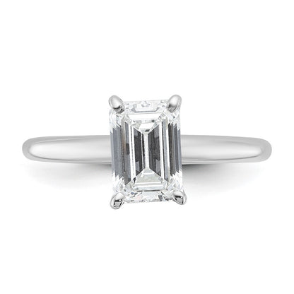 14k White Gold 1 1/2 carat Lab Grown Diamond VS+ F+ Emerald Solitaire Complete Engagement Ring