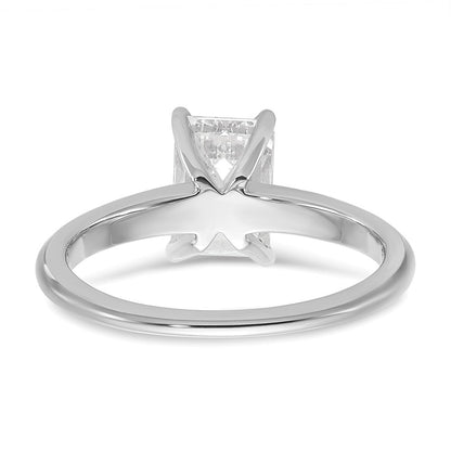 14k White Gold 1 1/2 carat Lab Grown Diamond VS/SI+ G+ Emerald Solitaire Complete Engagement Ring