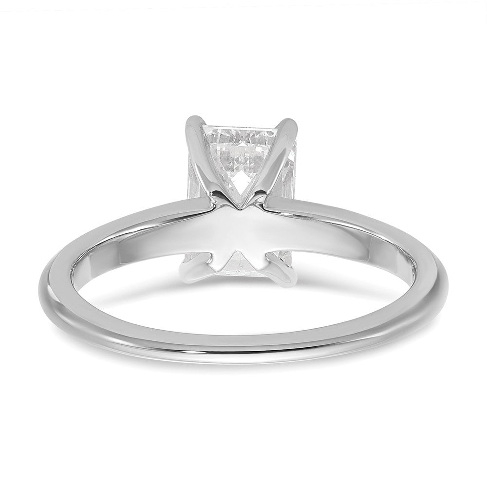 14k White Gold 1 1/2 carat Certified Lab Grown Diamond VS+ F+ Emerald Solitaire Complete Engagement Ring