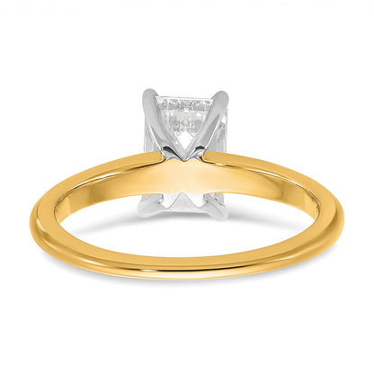 14k Two-tone 1 1/2 carat Certified Lab Grown Diamond VS/SI+ G+ Emerald Solitaire Complete Engagement Ring