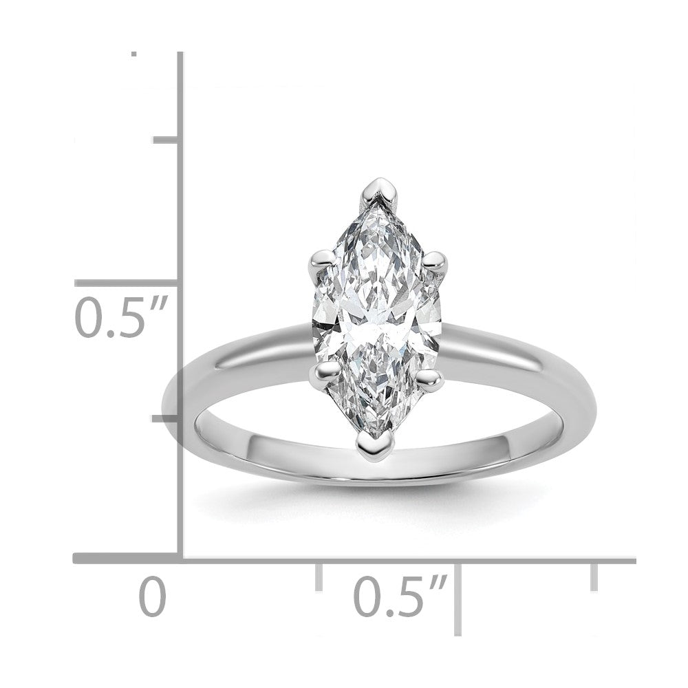 14k White Gold 1 1/2 carat Certified Lab Grown Diamond VS/SI+ G+ Marquise Solitaire Complete Engagement Ring