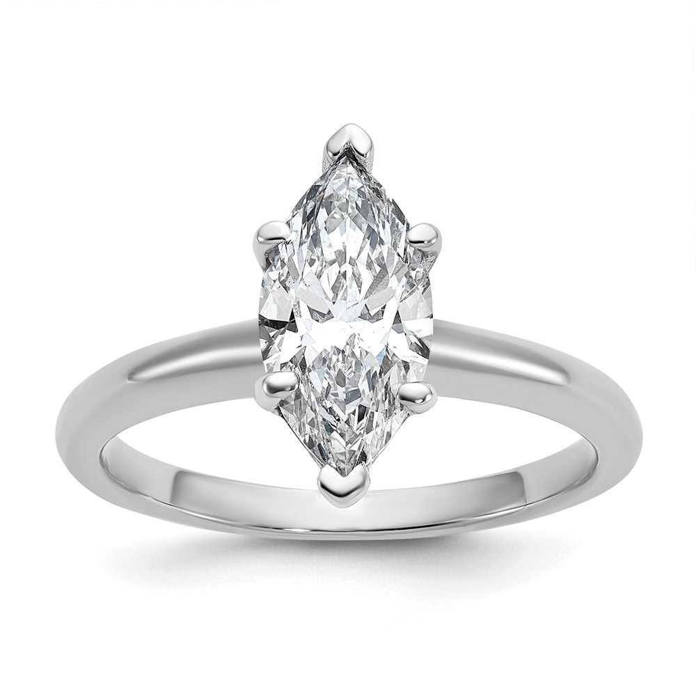 14k White Gold 1 1/2 carat Certified Lab Grown Diamond VS/SI+ G+ Marquise Solitaire Complete Engagement Ring