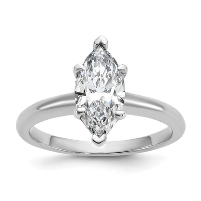 14k White Gold 1 1/2 carat Certified Lab Grown Diamond VS+ F+ Marquise Solitaire Complete Engagement Ring