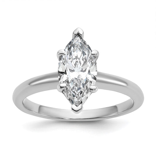 14k White Gold 1 1/2 carat Certified Lab Grown Diamond VS+ F+ Marquise Solitaire Complete Engagement Ring