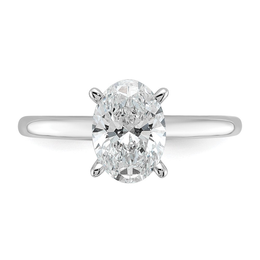 14k White Gold 1 1/2 carat Lab Grown Diamond VS+ F+ Oval Complete Solitaire Engagement Ring