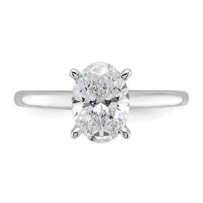 14k White Gold 1 1/2 carat Lab Grown Diamond VS+ F+ Oval Complete Solitaire Engagement Ring