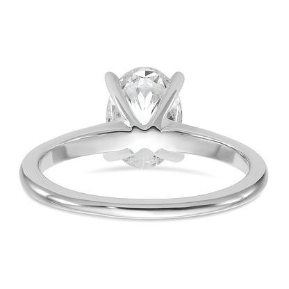 14k White Gold 1 1/2 carat Lab Grown Diamond VS+ F+ Oval Complete Solitaire Engagement Ring
