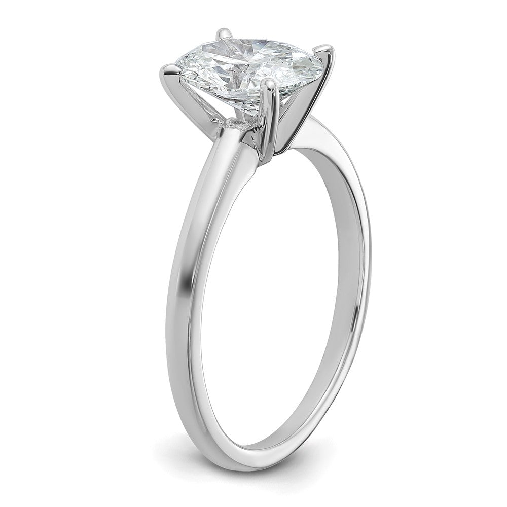 14k White Gold 1 1/2 carat Lab Grown Diamond VS+ F+ Oval Complete Solitaire Engagement Ring