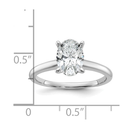 14k White Gold 1 1/2 carat Lab Grown Diamond VS/SI+ G+ Oval Complete Solitaire Engagement Ring