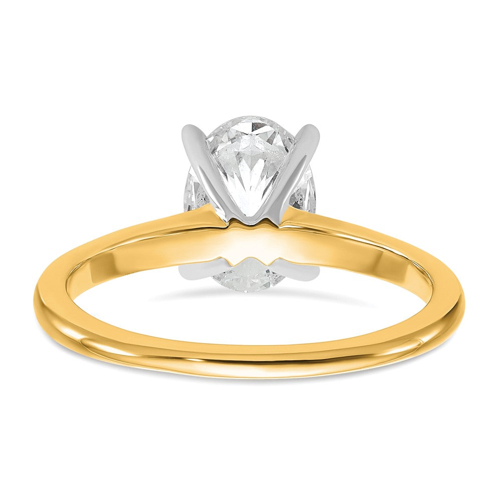 14k Two-Tone 1 1/2 carat Certified Lab Grown Diamond VS+ F+ Oval Complete Solitaire Engagement Ring
