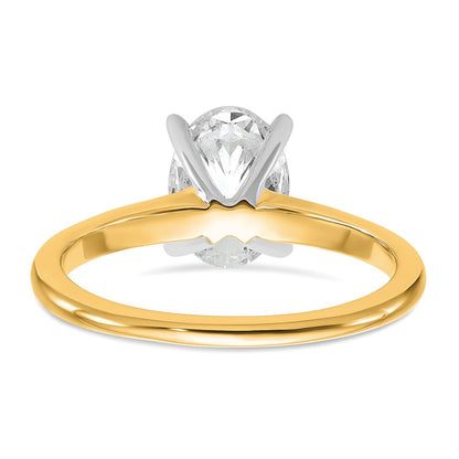 14k Two-Tone 1 1/2 carat Certified Lab Grown Diamond VS+ F+ Oval Complete Solitaire Engagement Ring