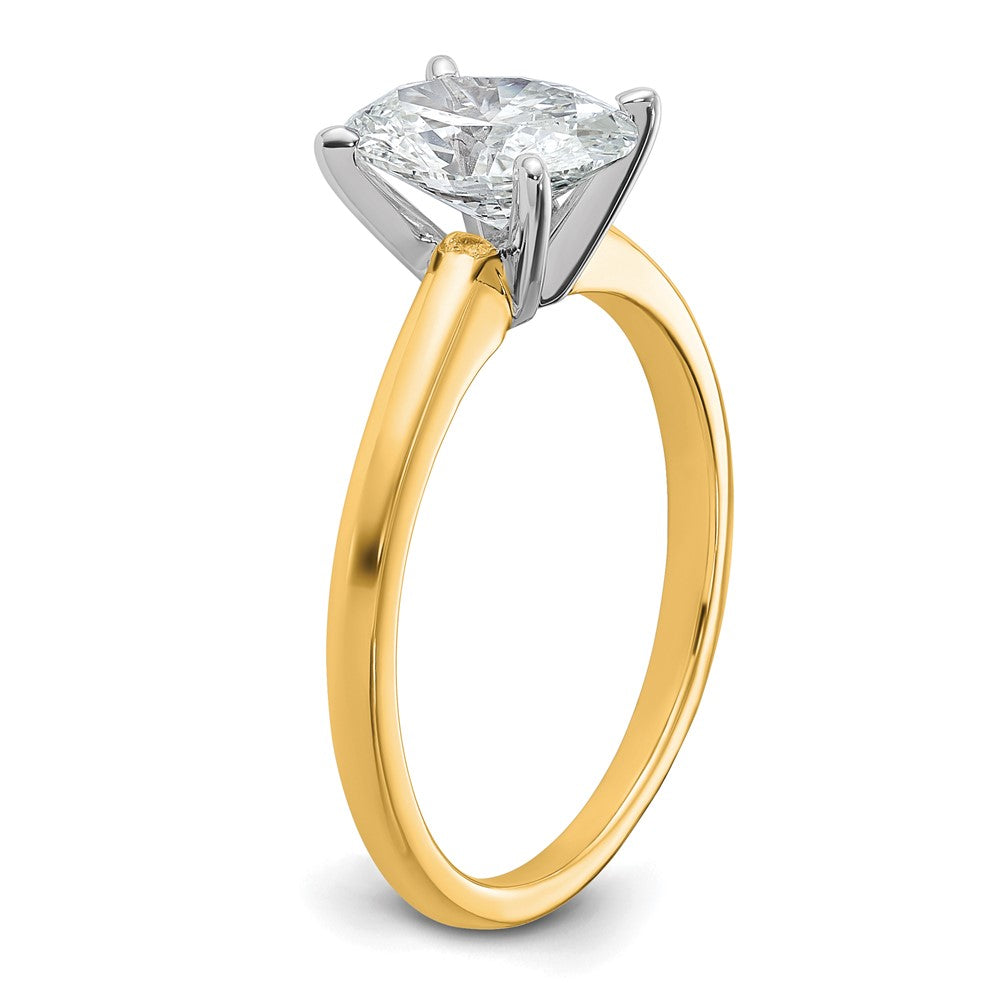 14k Two-Tone 1 1/2 carat Certified Lab Grown Diamond VS+ F+ Oval Complete Solitaire Engagement Ring