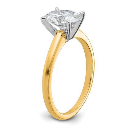 14k Two-Tone 1 1/2 carat Certified Lab Grown Diamond VS+ F+ Oval Complete Solitaire Engagement Ring