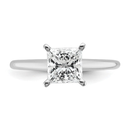 14k White Gold 1 1/2 carat Certified Lab Grown Diamond VS+ F+ Princess Complete Solitaire Engagement Ring