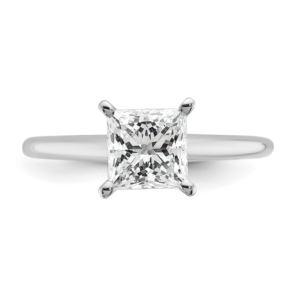 14k White Gold 1 1/2 carat Certified Lab Grown Diamond VS/SI+ G+ Princess Complete Solitaire Engagement Ring