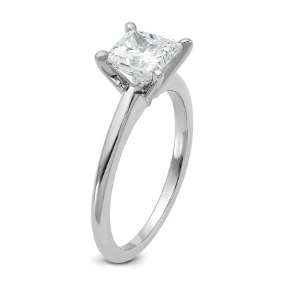 14k White Gold 1 1/2 carat Lab Grown Diamond VS/SI+ G+ Princess Complete Solitaire Engagement Ring