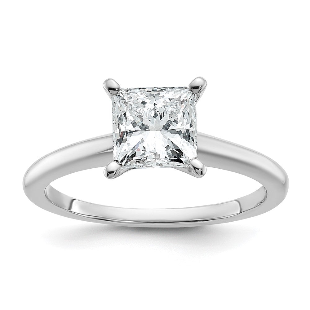 14k White Gold 1 1/2 carat Lab Grown Diamond VS/SI+ G+ Princess Complete Solitaire Engagement Ring