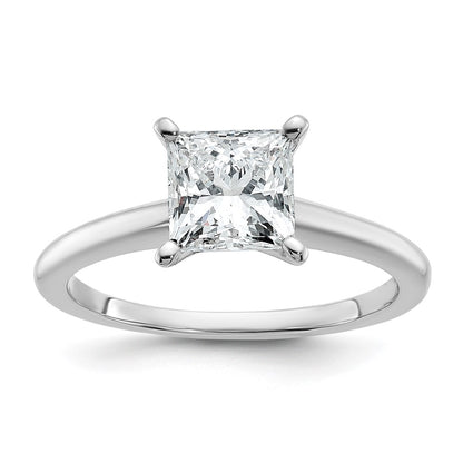 14k White Gold 1 1/2 carat Lab Grown Diamond VS/SI+ G+ Princess Complete Solitaire Engagement Ring