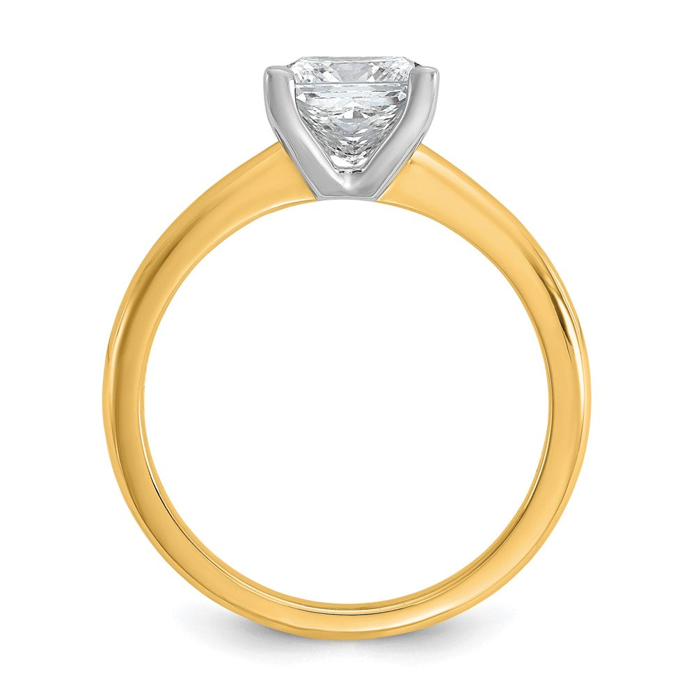 14k Two-tone 1 1/2 carat Certified Lab Grown Diamond VS+ F+ Princess Complete Solitaire Engagement Ring