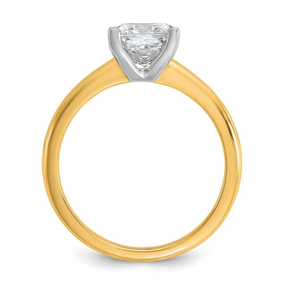 14k Two-tone 1 1/2 carat Lab Grown Diamond VS/SI+ G+ Princess Complete Solitaire Engagement Ring