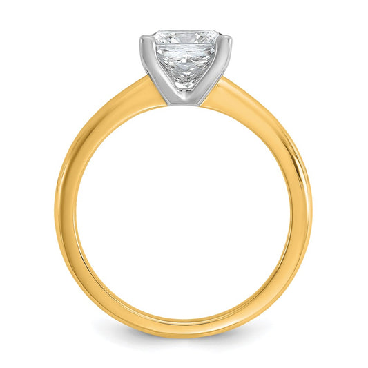 14k Two-tone 1 1/2 carat Certified Lab Grown Diamond VS/SI+ G+ Princess Complete Solitaire Engagement Ring
