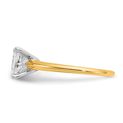 14k Two-tone 1 1/2 carat Lab Grown Diamond VS/SI+ G+ Princess Complete Solitaire Engagement Ring
