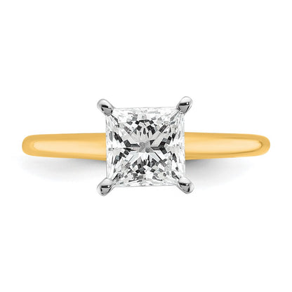 14k Two-tone 1 1/2 carat Certified Lab Grown Diamond VS/SI+ G+ Princess Complete Solitaire Engagement Ring