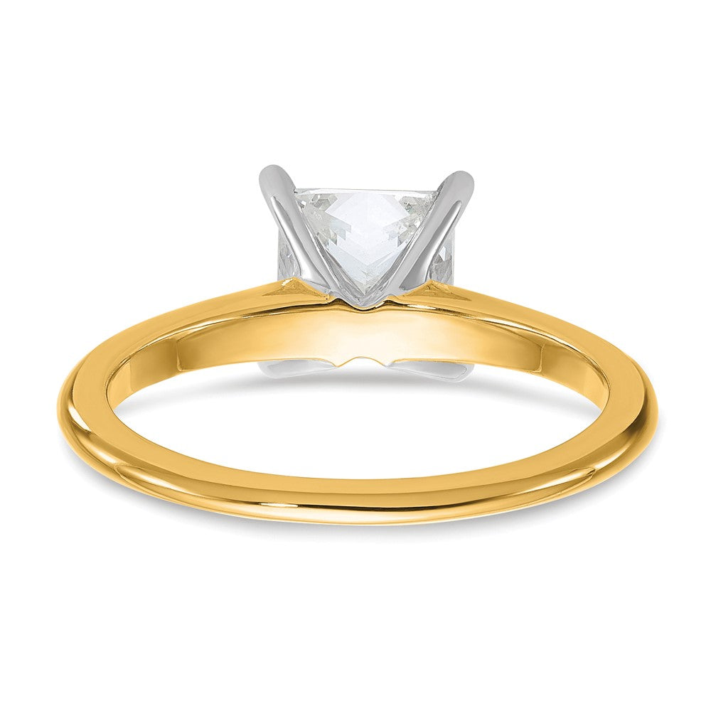 14k Two-tone 1 1/2 carat Certified Lab Grown Diamond VS+ F+ Princess Complete Solitaire Engagement Ring