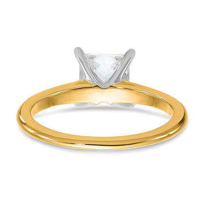 14k Two-tone 1 1/2 carat Lab Grown Diamond VS/SI+ G+ Princess Complete Solitaire Engagement Ring