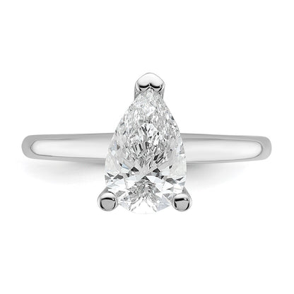 14k White Gold 1 1/2 carat Lab Grown Diamond VS/SI+ G+ Pear Solitaire Complete Engagement Ring