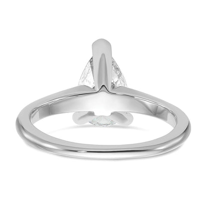 14k White Gold 1 1/2 carat Certified Lab Grown Diamond VS+ F+ Pear Solitaire Complete Engagement Ring