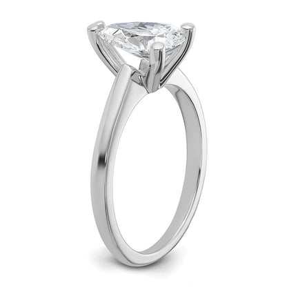 14k White Gold 1 1/2 carat Certified Lab Grown Diamond VS/SI+ G+ Pear Solitaire Complete Engagement Ring