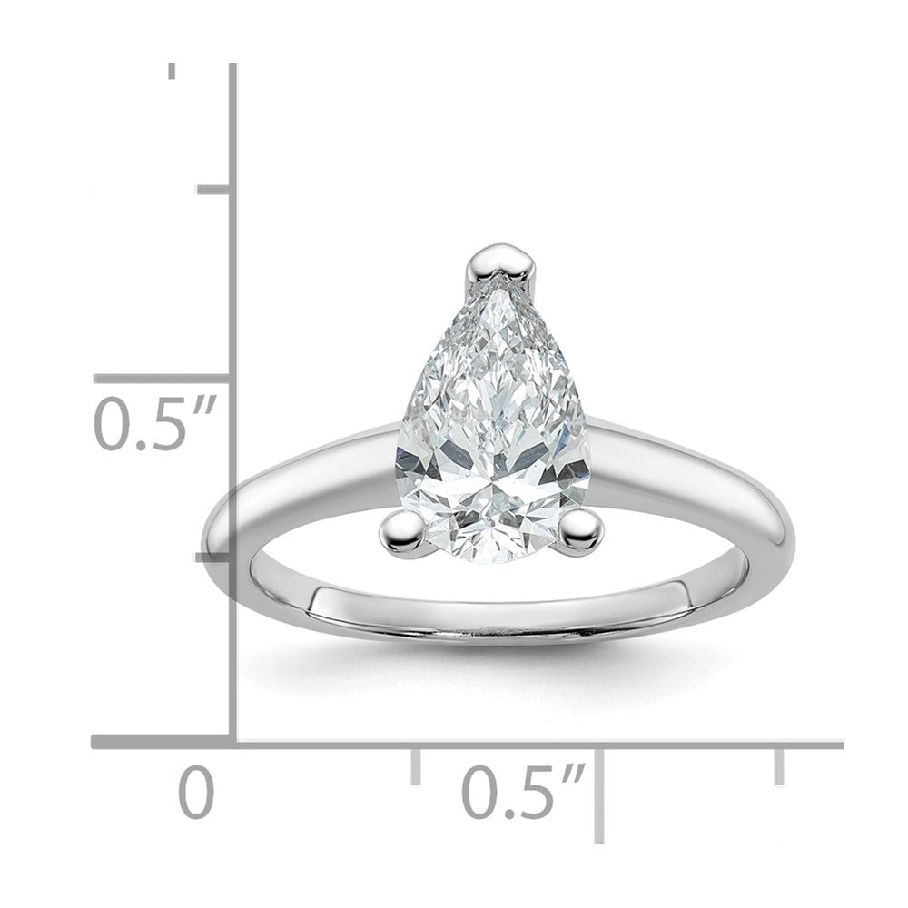 14k White Gold 1 1/2 carat Lab Grown Diamond VS/SI+ G+ Pear Solitaire Complete Engagement Ring