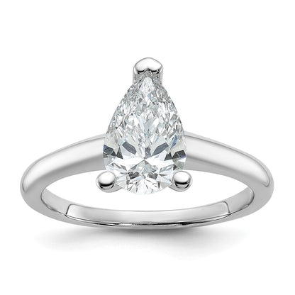 14k White Gold 1 1/2 carat Certified Lab Grown Diamond VS/SI+ G+ Pear Solitaire Complete Engagement Ring