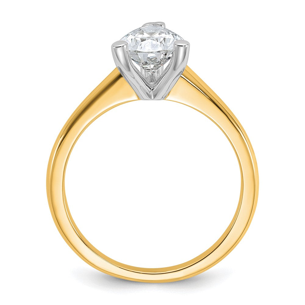 14k Two-tone 1 1/2 carat Certified Lab Grown Diamond VS/SI+ G+ Pear Solitaire Complete Engagement Ring
