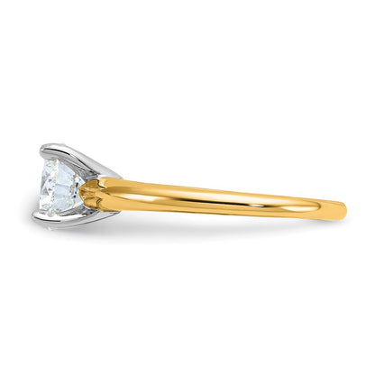 14k Two-Tone 1 1/2 carat Certified Lab Grown Diamond VS+ F+ Round Complete Solitaire Engagement Ring