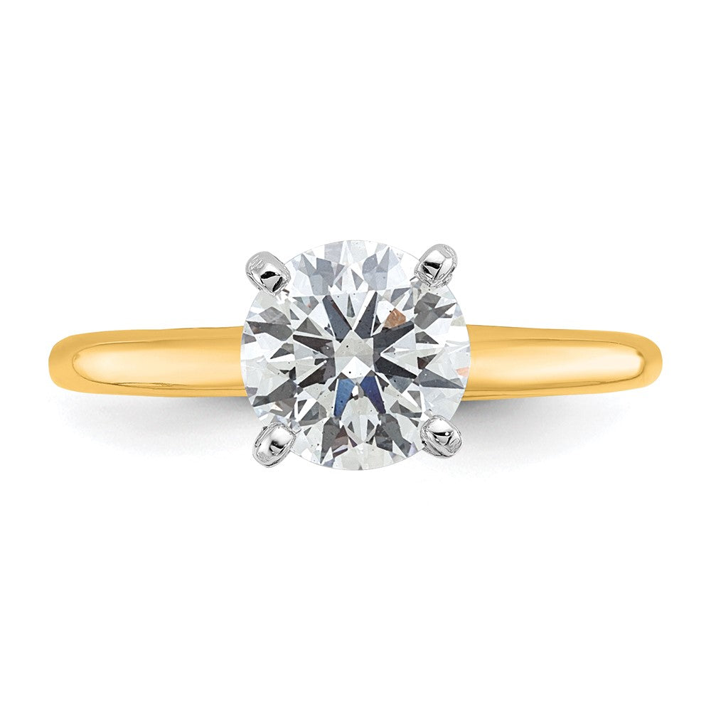 14k Two-Tone 1 1/2 carat Certified Lab Grown Diamond VS/SI+ G+ Round Complete Solitaire Engagement Ring