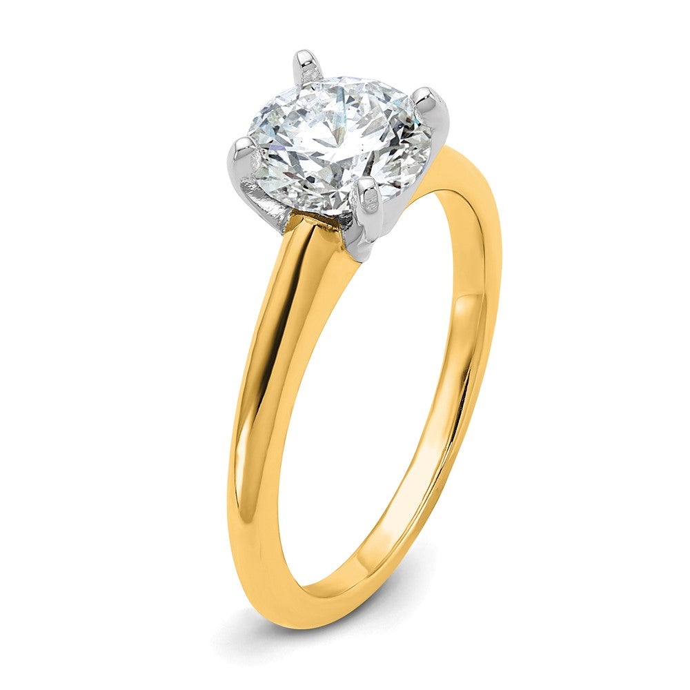 14k Two-Tone 1 1/2 carat Certified Lab Grown Diamond VS+ F+ Round Complete Solitaire Engagement Ring