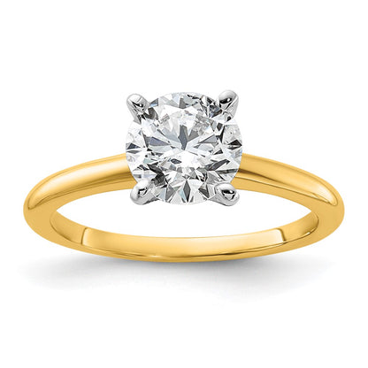 14k Two-Tone 1 1/2 carat Lab Grown Diamond VS/SI+ G+ Round Complete Solitaire Engagement Ring