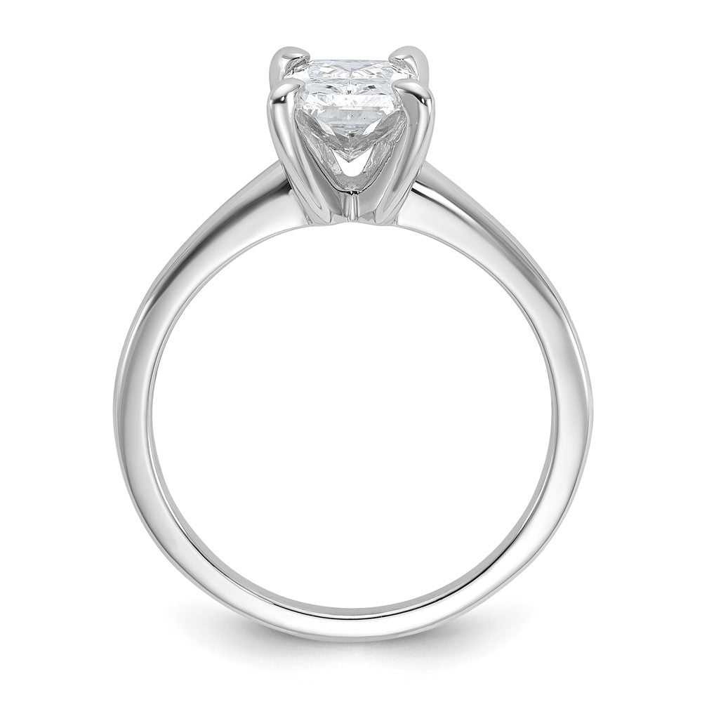 14k White Gold 1 1/2 carat Lab Grown Diamond VS+ F+ Radiant Solitaire Complete Engagement Ring