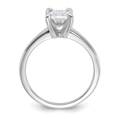 14k White Gold 1 1/2 carat Lab Grown Diamond VS+ F+ Radiant Solitaire Complete Engagement Ring