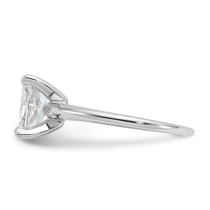 14k White Gold 1 1/2 carat Lab Grown Diamond VS/SI+ G+ Radiant Solitaire Complete Engagement Ring