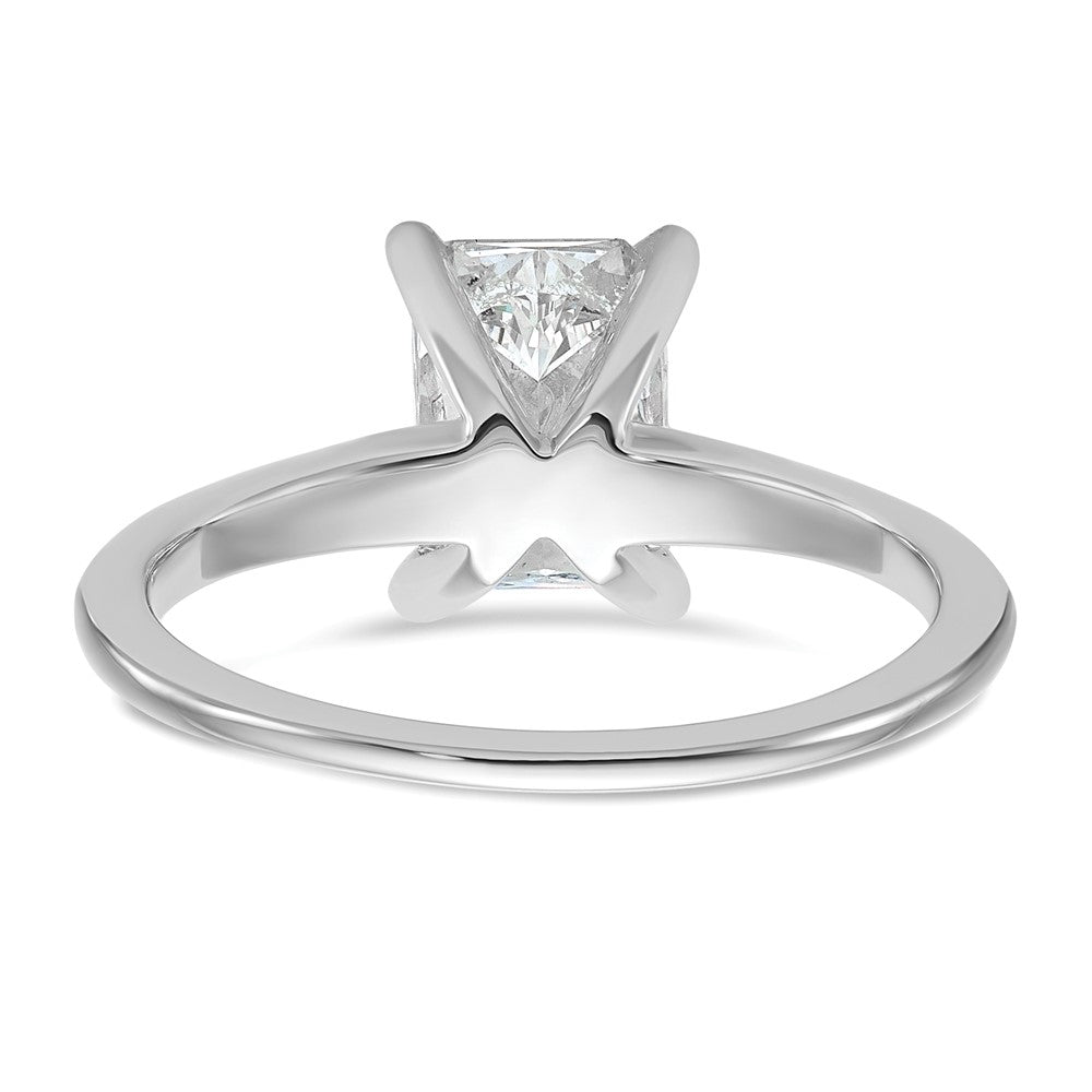 14k White Gold 1 1/2 carat Lab Grown Diamond VS+ F+ Radiant Solitaire Complete Engagement Ring