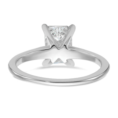 14k White Gold 1 1/2 carat Lab Grown Diamond VS+ F+ Radiant Solitaire Complete Engagement Ring