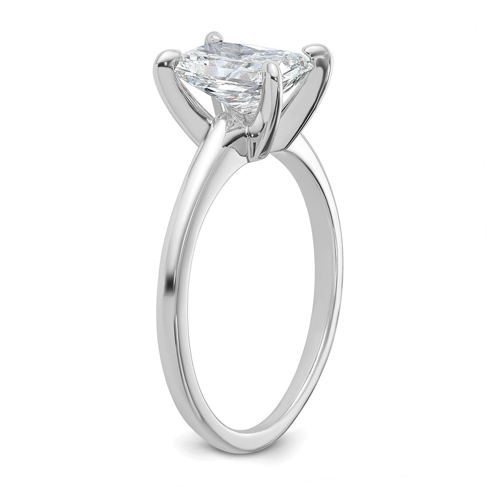 14k White Gold 1 1/2 carat Lab Grown Diamond VS+ F+ Radiant Solitaire Complete Engagement Ring