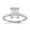 14k White Gold 1 1/2 carat Lab Grown Diamond VS+ F+ Radiant Solitaire Complete Engagement Ring
