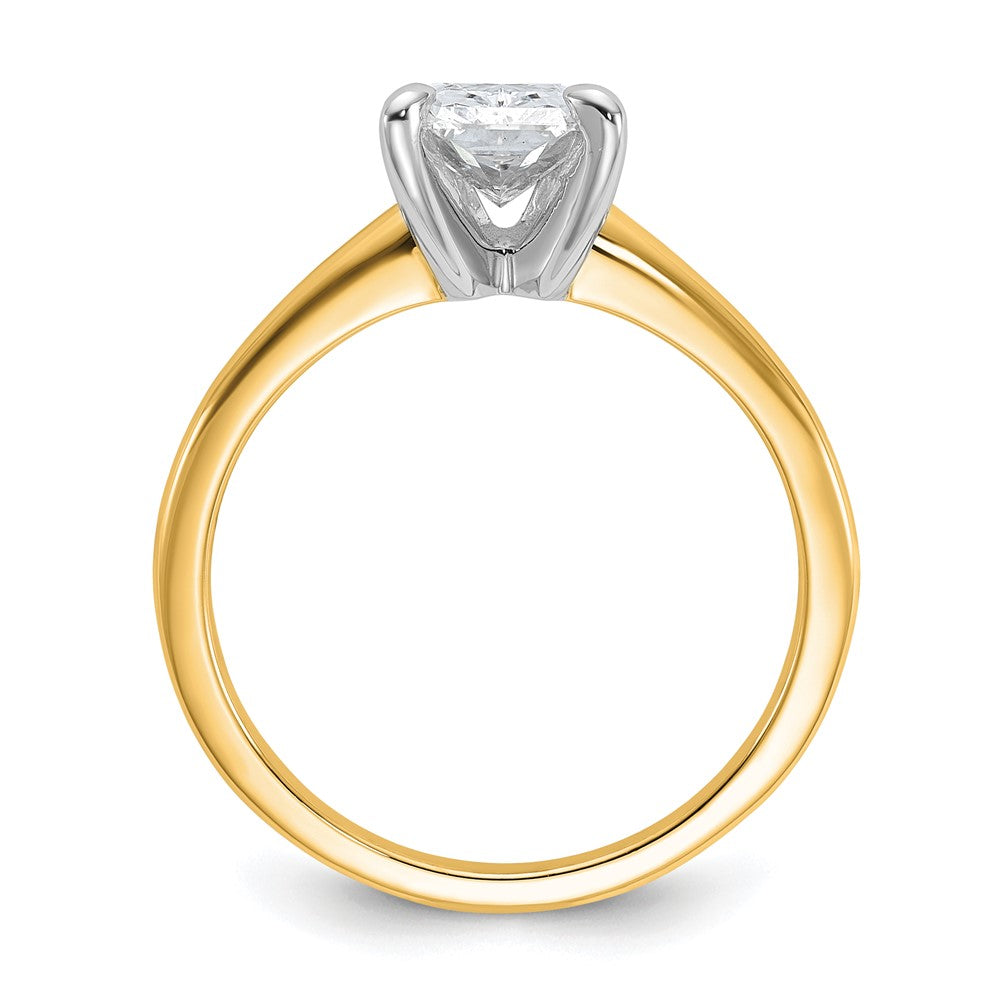 14k Two-tone 1 1/2 carat Lab Grown Diamond VS/SI+ G+ Radiant Solitaire Complete Engagement Ring