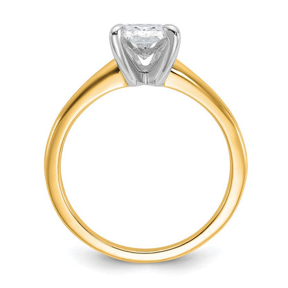 14k Two-tone 1 1/2 carat Lab Grown Diamond VS/SI+ G+ Radiant Solitaire Complete Engagement Ring