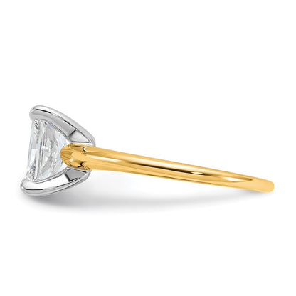 14k Two-tone 1 1/2 carat Lab Grown Diamond VS/SI+ G+ Radiant Solitaire Complete Engagement Ring
